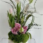 Vase Round white vase with accessories flowers