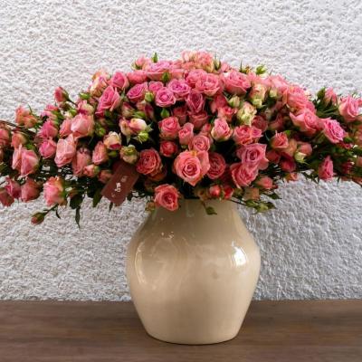 Vase  special base and Pink baby rose